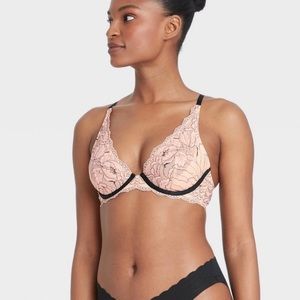 Unlined pale pink lace bra